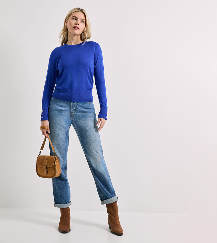 دوروثي بيركينز  سترات بياقة دائرية - أزرق Round Neck Sweaters