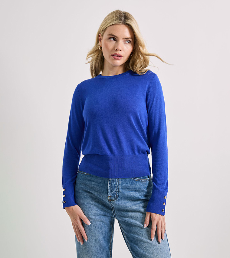 دوروثي بيركينز  سترات بياقة دائرية - أزرق Round Neck Sweaters