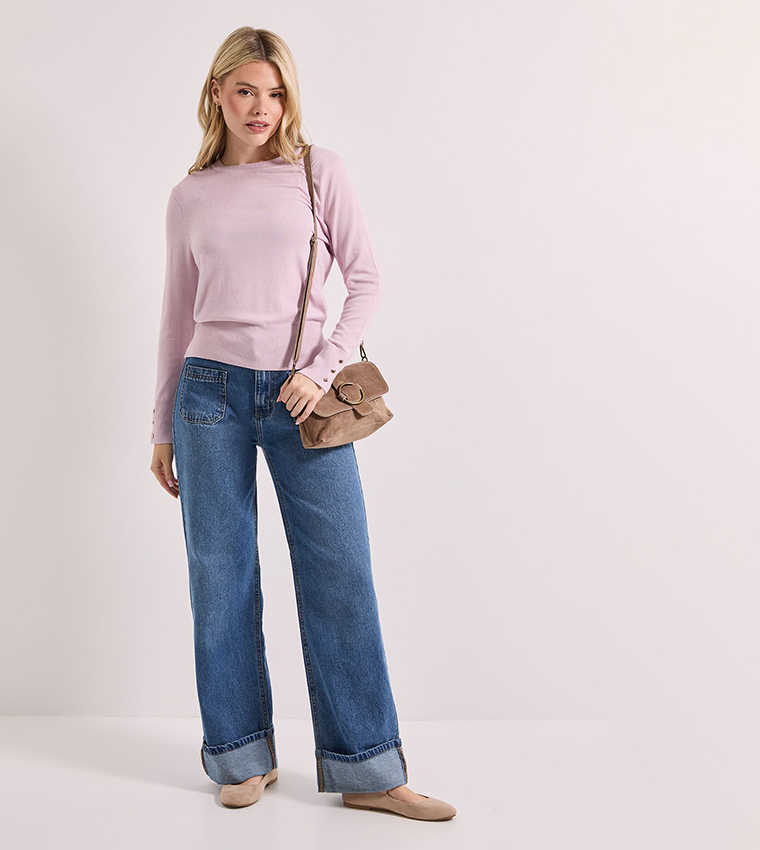 Dorothy Perkins  Round Neck Sweaters - Pink Round Neck Sweaters