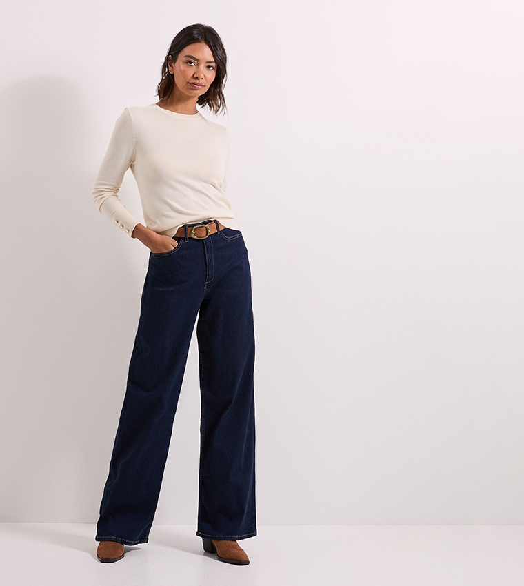 Dorothy Perkins  Round Neck Sweaters - White Round Neck Sweaters