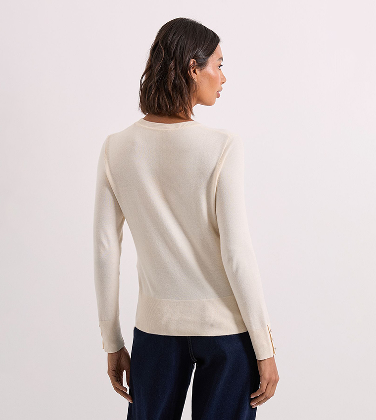 Dorothy Perkins  Round Neck Sweaters - White Round Neck Sweaters