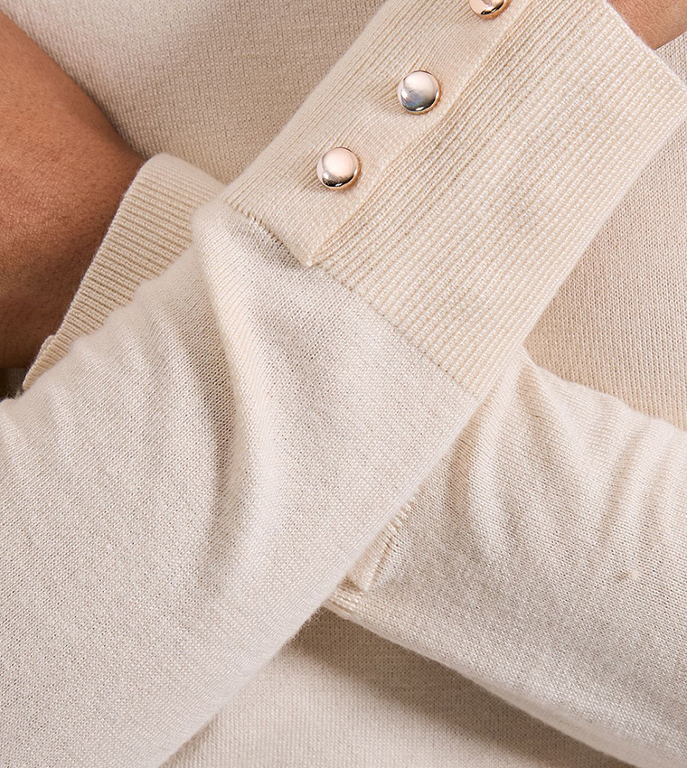 Dorothy Perkins  Round Neck Sweaters - White Round Neck Sweaters