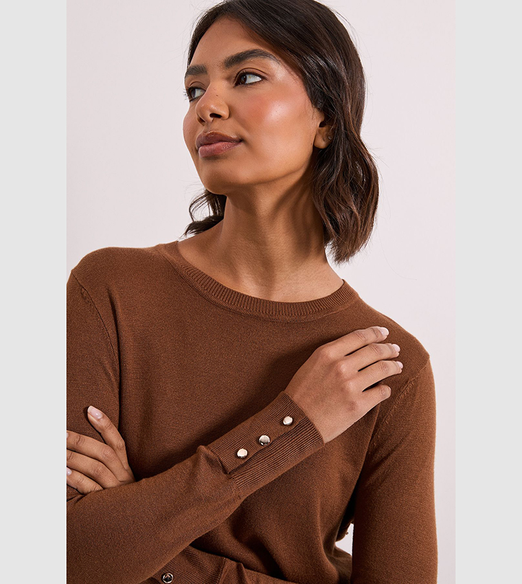 دوروثي بيركينز  سترات بياقة دائرية - بني  Round Neck Sweaters
