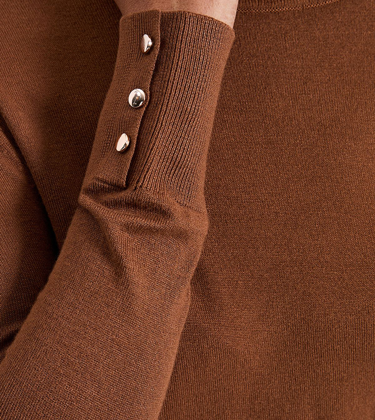 دوروثي بيركينز  سترات بياقة دائرية - بني  Round Neck Sweaters