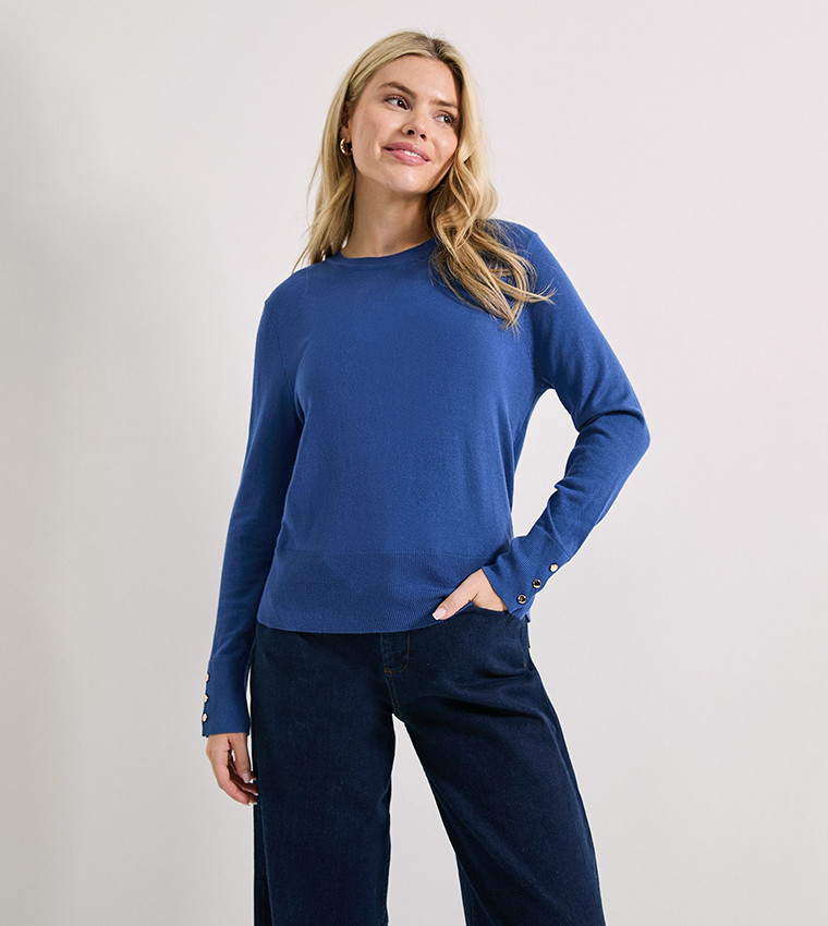 دوروثي بيركينز  سترات بياقة دائرية - أزرق Round Neck Sweaters