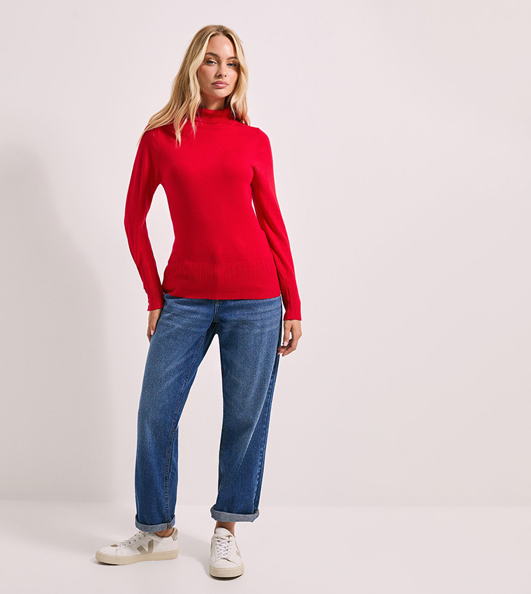 دوروثي بيركينز  سترات بياقة سلحفاة - أحمر Turtle neck Sweaters