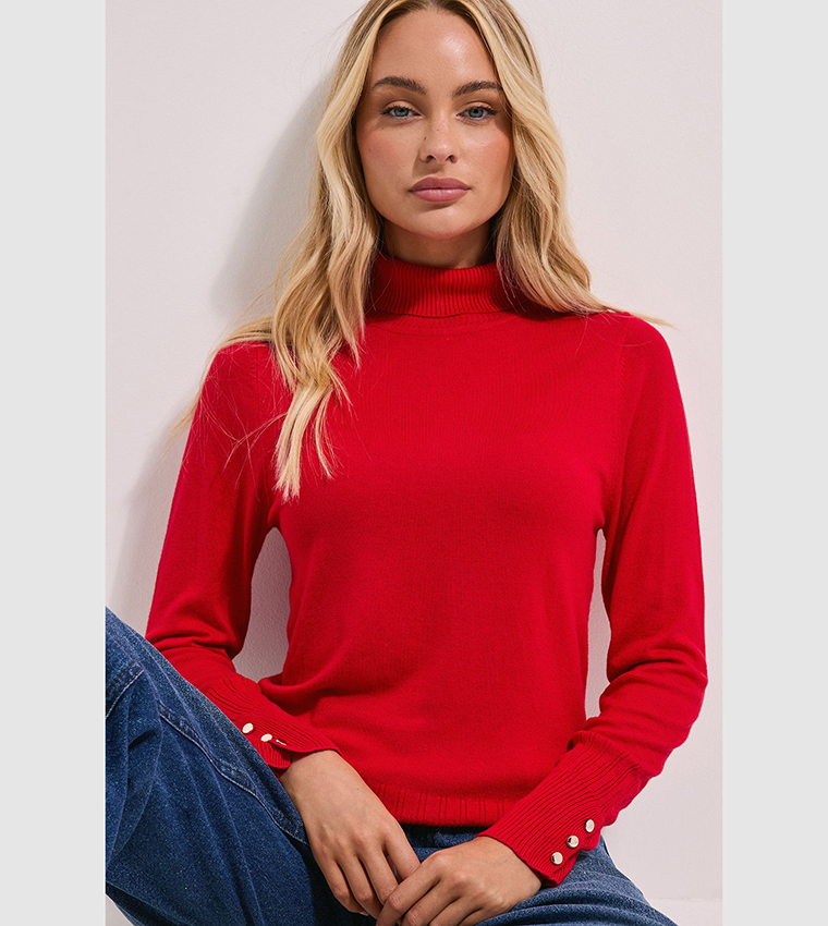 دوروثي بيركينز  سترات بياقة سلحفاة - أحمر Turtle neck Sweaters
