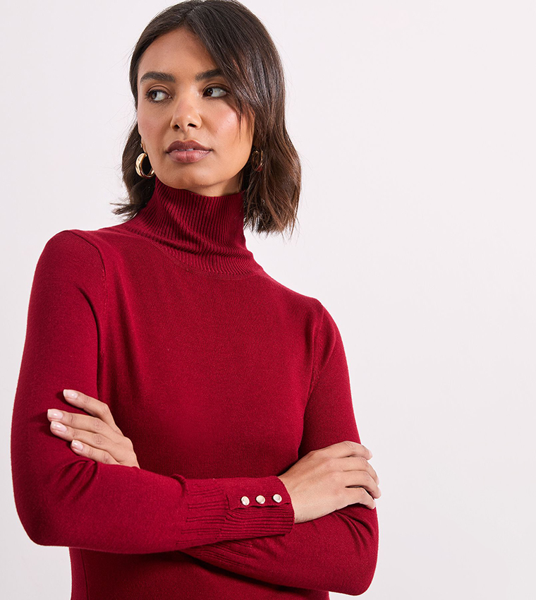دوروثي بيركينز  سترات بياقة سلحفاة - أحمر Turtle neck Sweaters