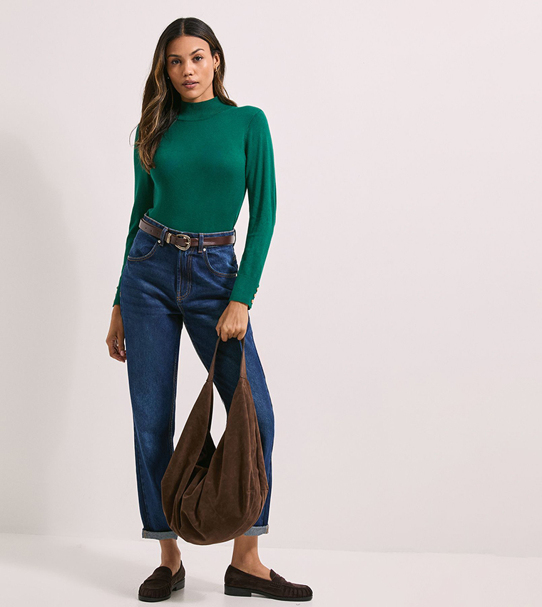 Dorothy Perkins  Round Neck Sweaters - Green Round Neck Sweaters