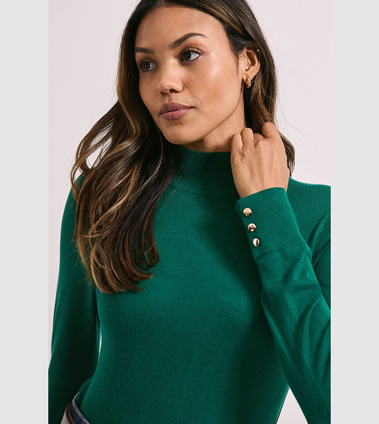 Dorothy Perkins  Round Neck Sweaters - Green Round Neck Sweaters