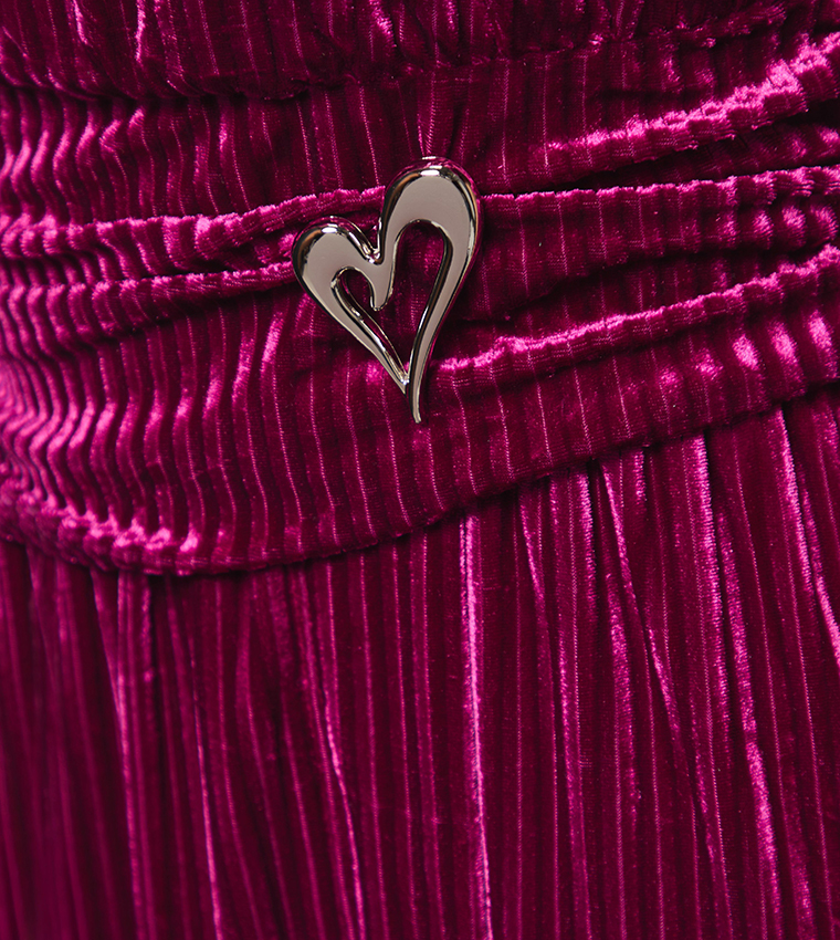 Dp Luxe Gathered Waist Velvet Midi Dress