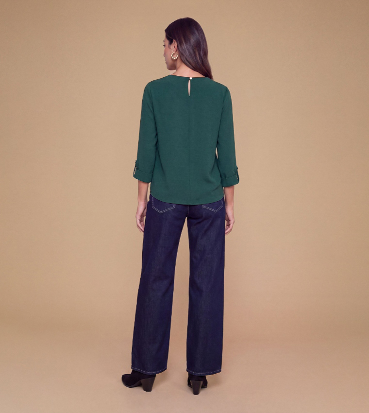 Solid 3/4 Sleeves Top