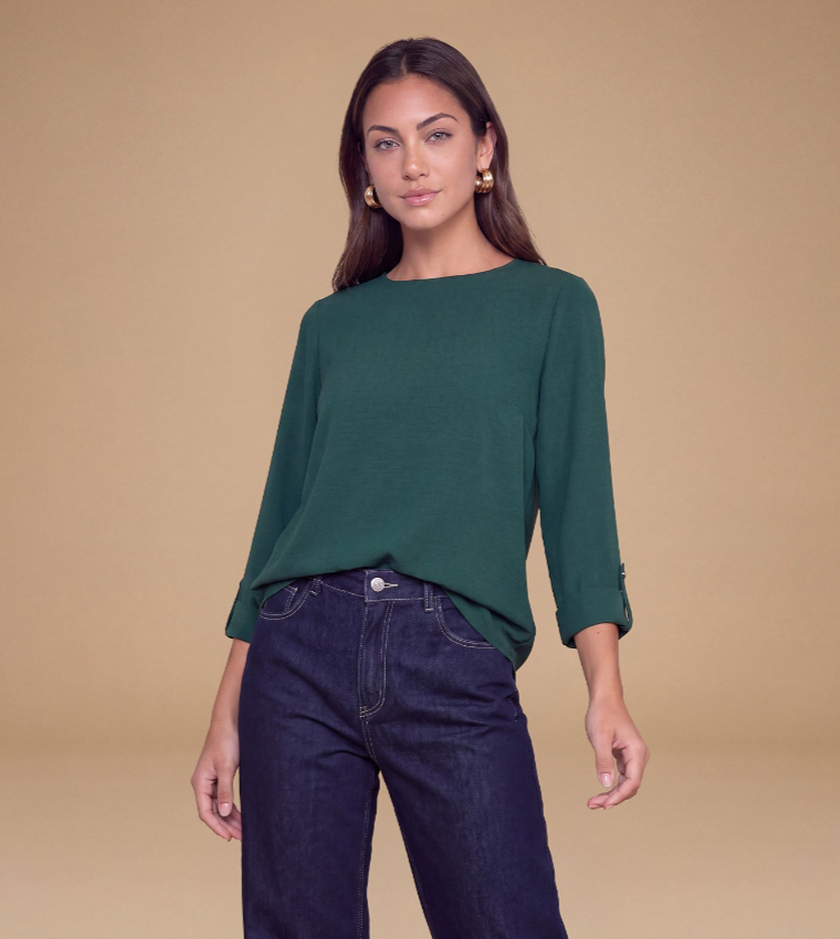 Solid 3/4 Sleeves Top