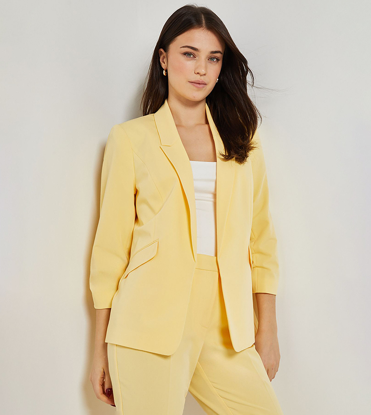 Solid 3/4 Sleeves Blazer