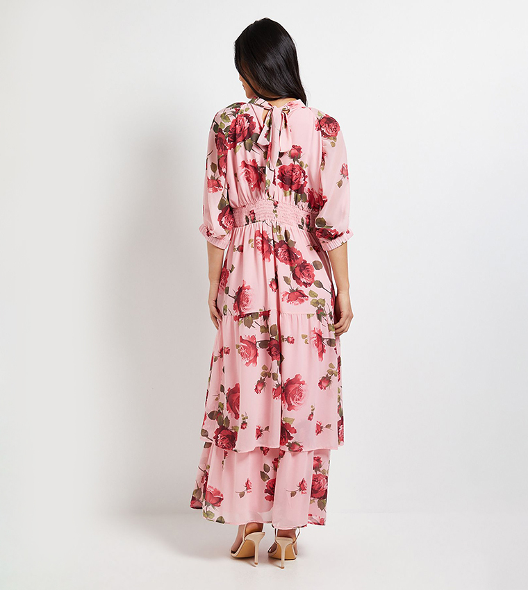 Petite Printed Chiffon Empire Maxi Dress