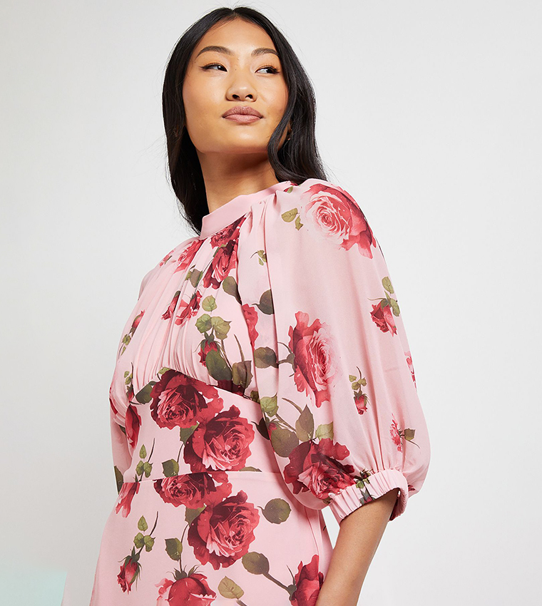 Petite Printed Chiffon Empire Maxi Dress