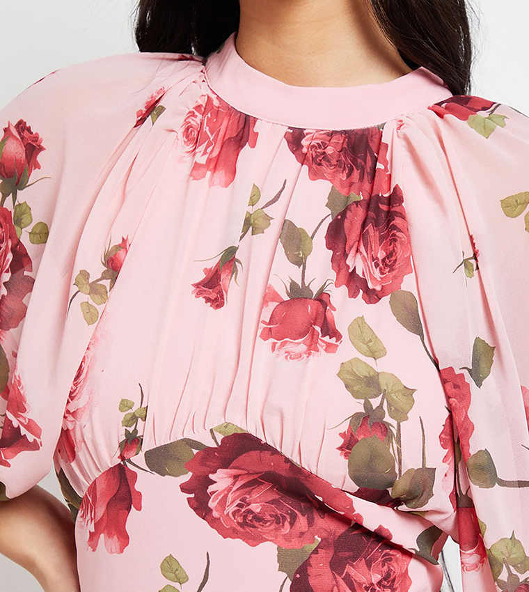 Petite Printed Chiffon Empire Maxi Dress