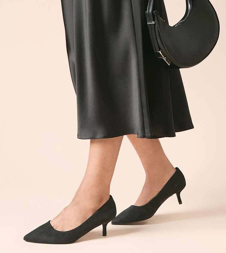 Dove Faux Suede Kitten Heel Pumps