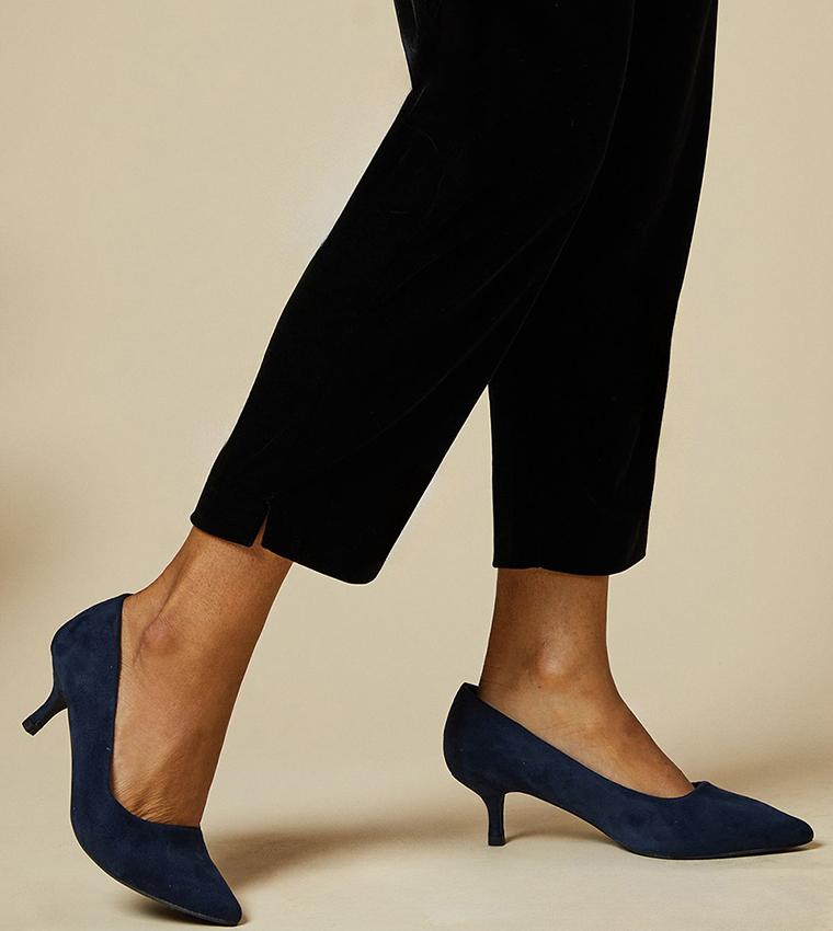 Dove Faux Suede Kitten Heel Pumps