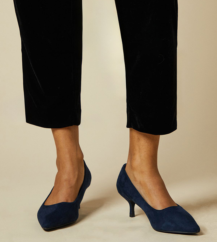 Wide Fit Dove Faux Suede Kitten Heel Pumps