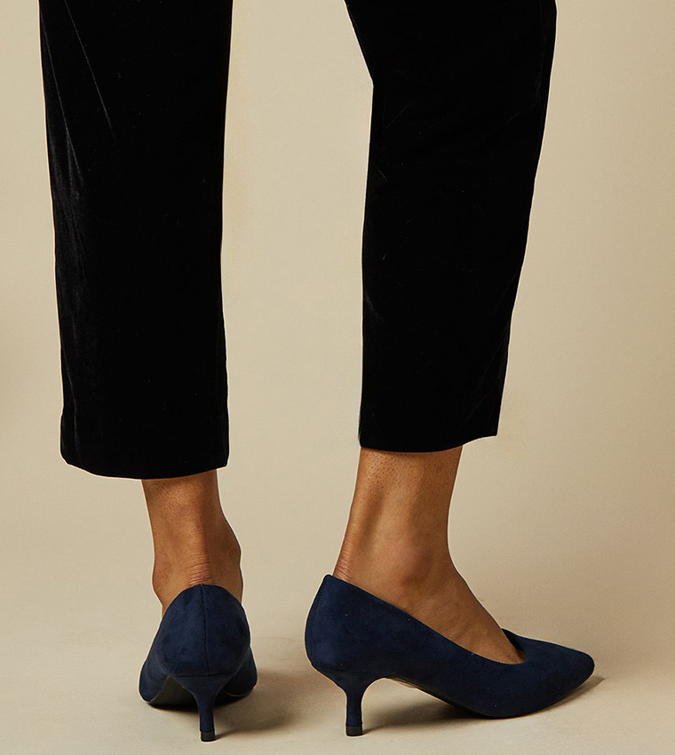 Wide Fit Dove Faux Suede Kitten Heel Pumps