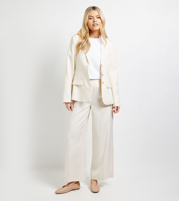 Striped Structured Shoulder Blazer