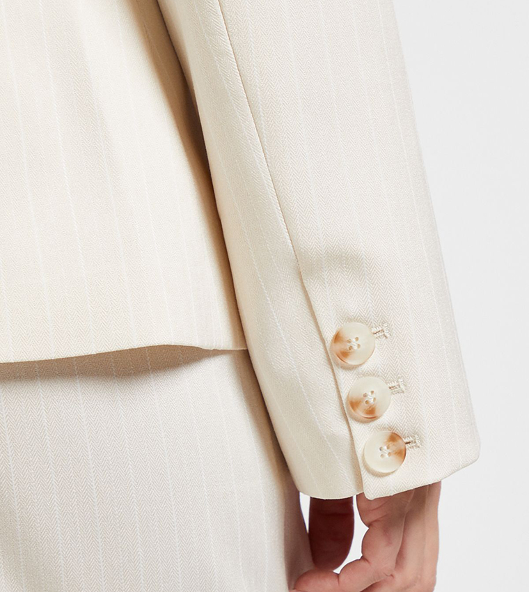 Striped Structured Shoulder Blazer