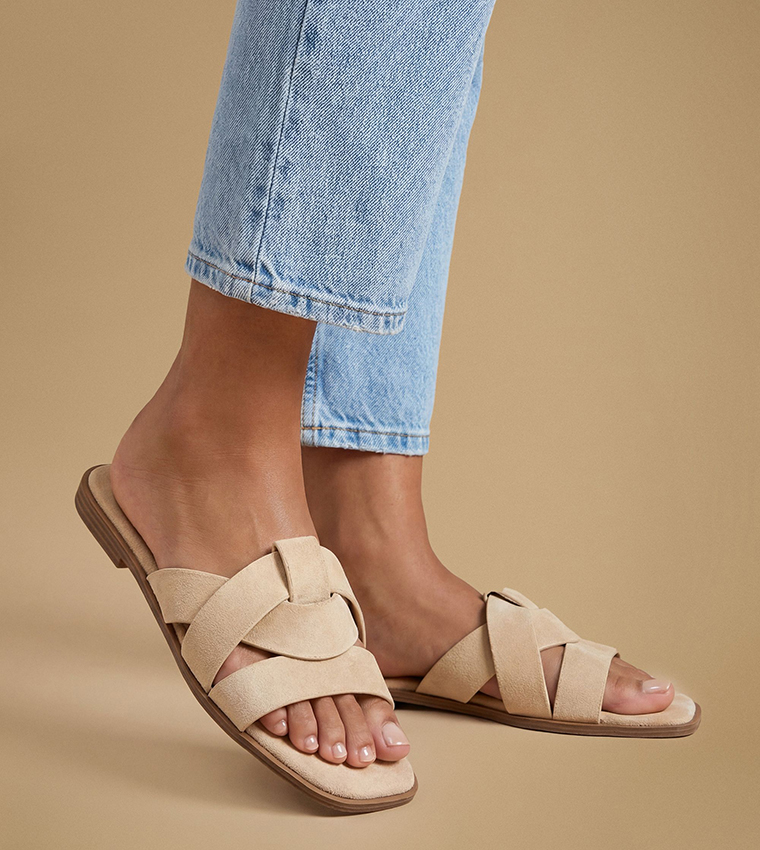 Farah Faux Suede Strappy Flat Sandals
