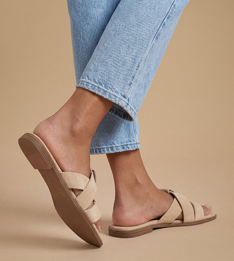 Farah Faux Suede Strappy Flat Sandals