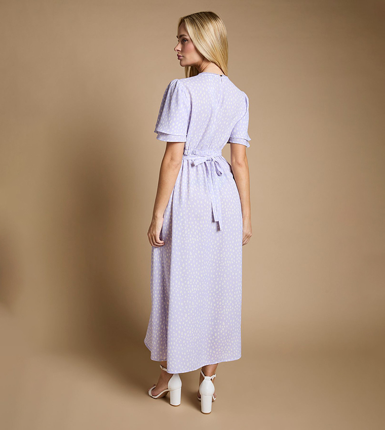Angel Sleeves Seam Detail Midi Dress