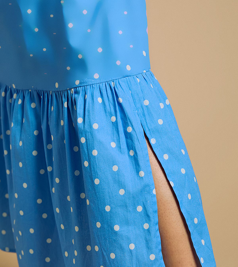Petite Wrap Front Lace Detail Tiered Printed Midaxi Dress