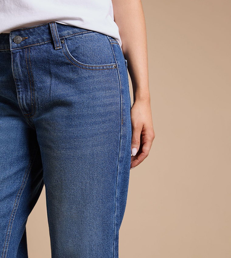 Ankle Grazer Fold Up Boyfriends Fit Jeans