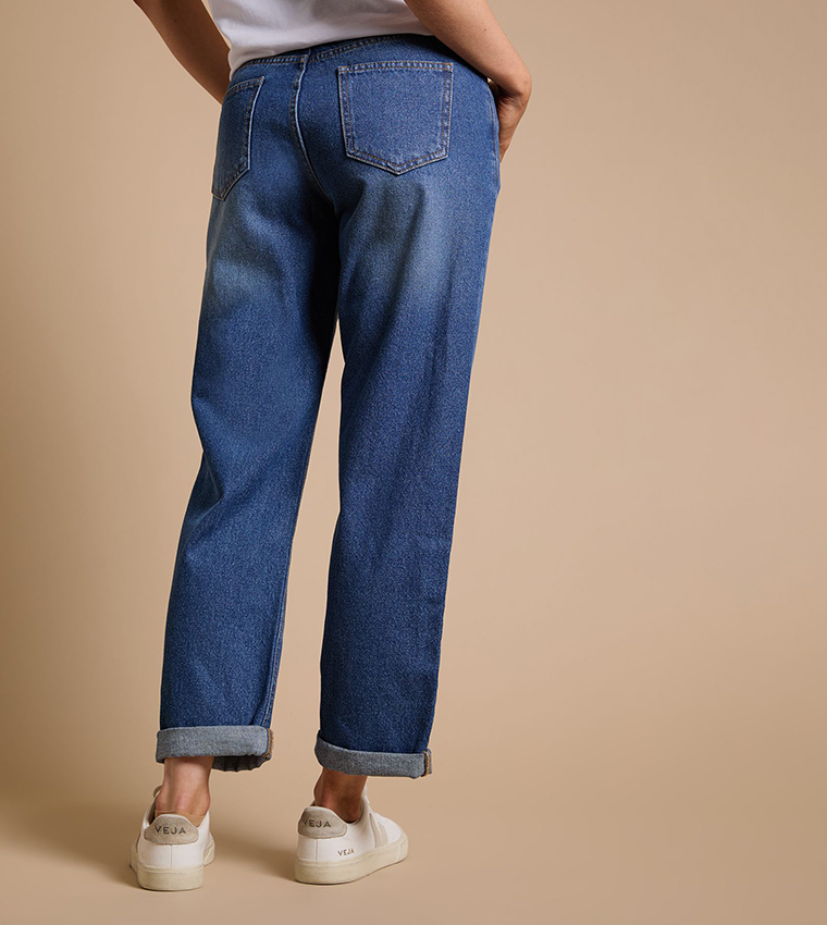 Ankle Grazer Fold Up Boyfriends Fit Jeans