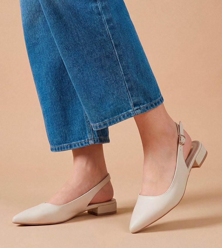 Jerry Faux Leather Slingback Pointed Flat Shoes