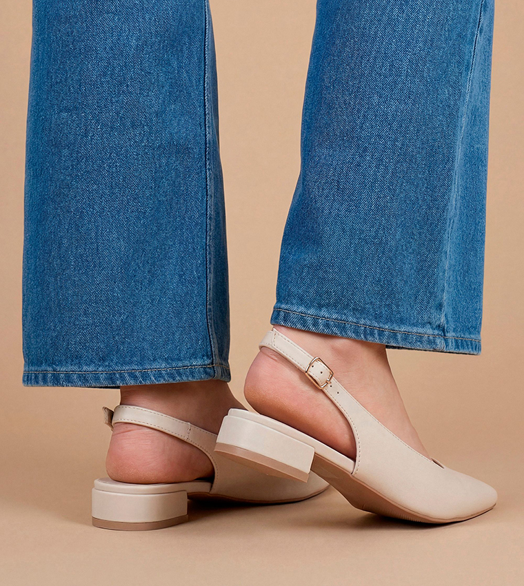 Jerry Faux Leather Slingback Pointed Flat Shoes