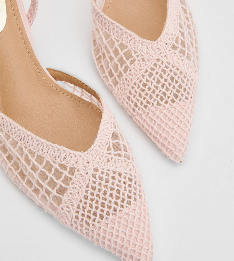 Gracie Mesh Woven Slingback Stiletto Heel Pumps