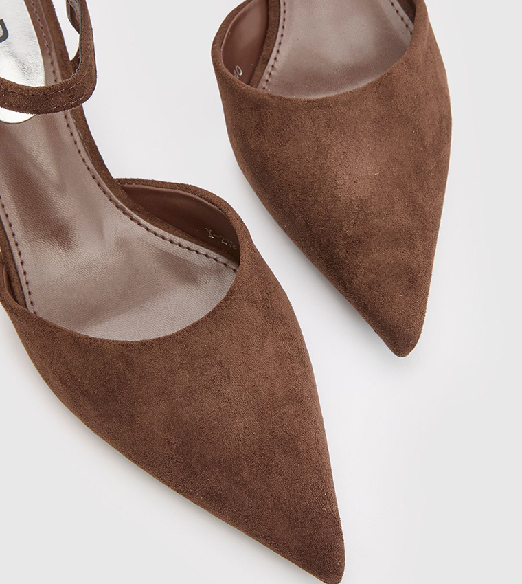 Vicky Faux Suede Point Toe Kitten Heel Pumps