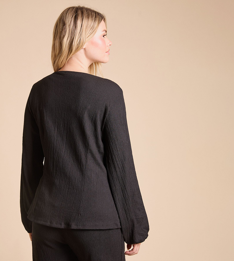 Button Front Crinkle Top