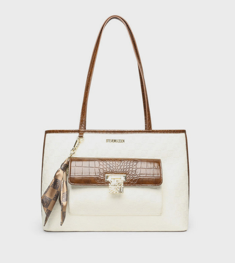 BRENE-L Textured Zippered Shoulder Bag