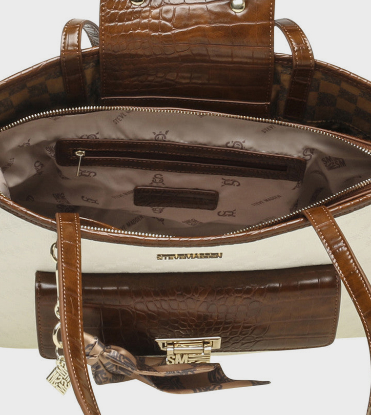 BRENE-L Textured Zippered Shoulder Bag