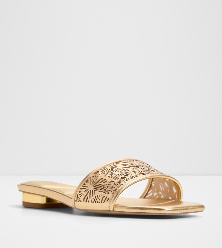 BRILLIANCE Laser Cut Low Heel Sandals