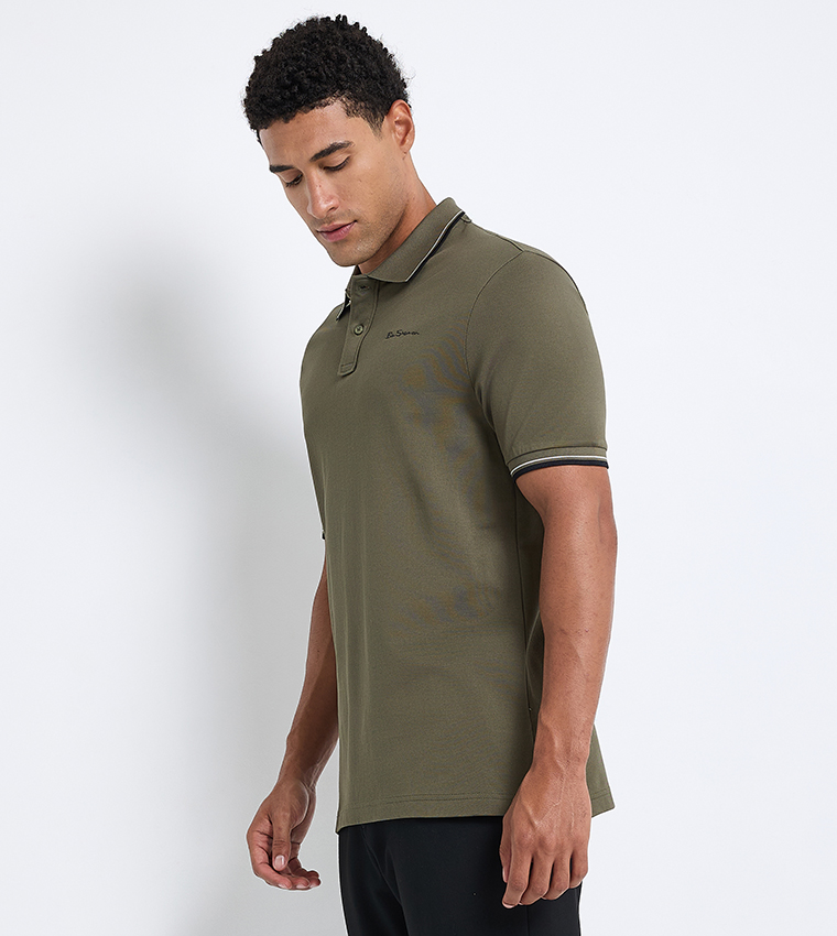 Contrast Tipping Short Sleeves Polo T-Shirt