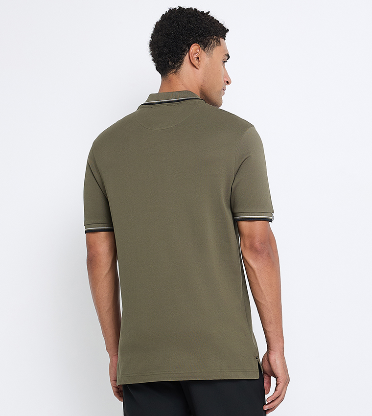 Contrast Tipping Short Sleeves Polo T-Shirt