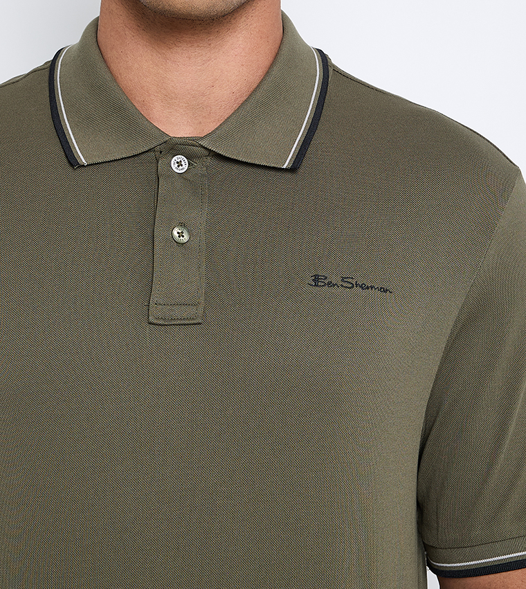 Contrast Tipping Short Sleeves Polo T-Shirt