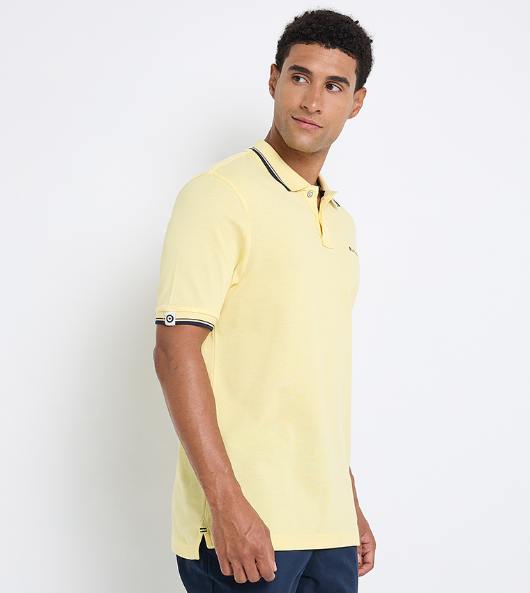 Contrast Tipping Short Sleeves Polo T-Shirt