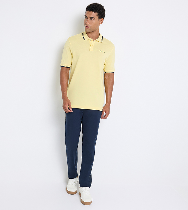 Contrast Tipping Short Sleeves Polo T-Shirt