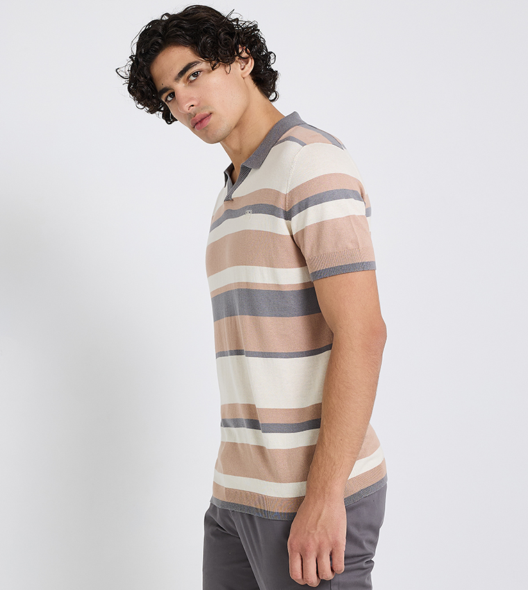 Striped Short Sleeves Polo T-Shirt