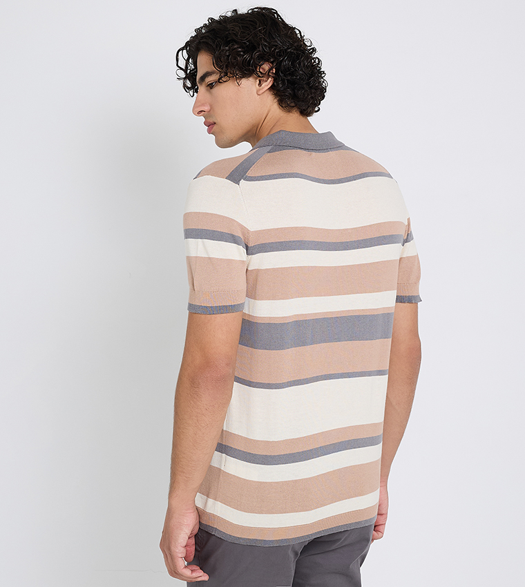 Striped Short Sleeves Polo T-Shirt