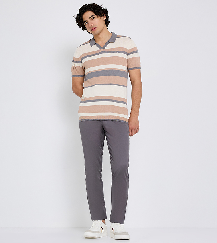Striped Short Sleeves Polo T-Shirt