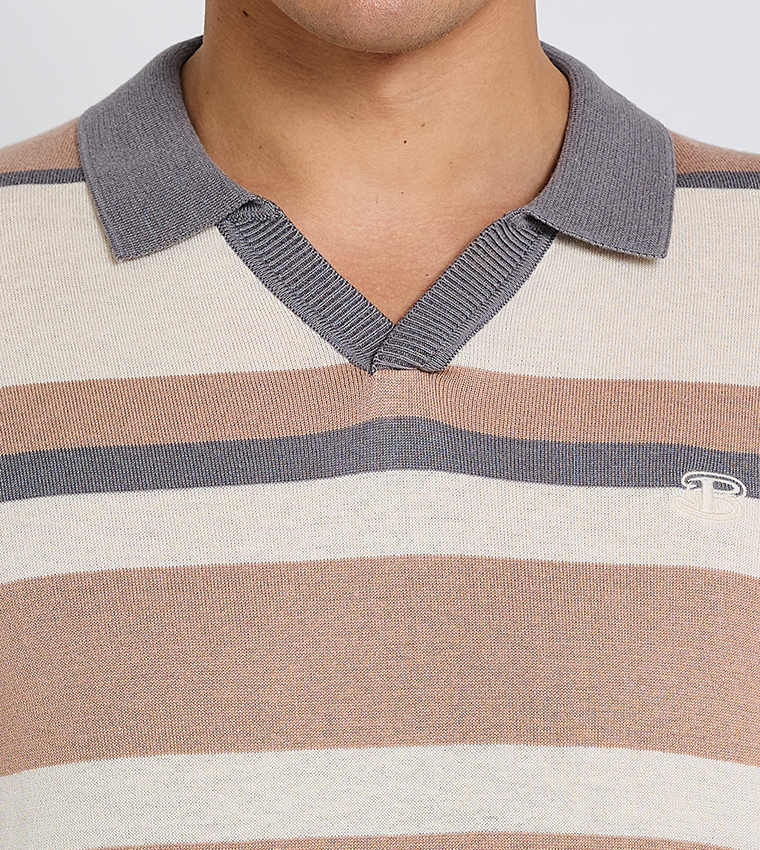 Striped Short Sleeves Polo T-Shirt